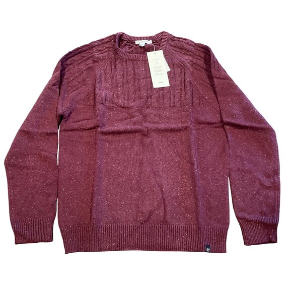 NWT Threads 4 Thought Men's Sz M Burgundy Crewneck Sweater Cable Knit Stitch Fix - Picture 1 of 8